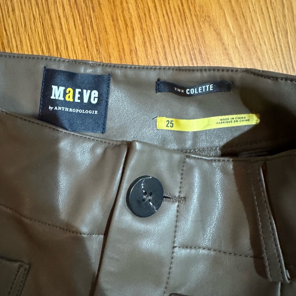 Maeve Colette Leather Shorts Brown - Picture 3 of 3